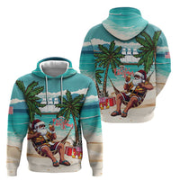 Liberia Christmas Zip Hoodie Santa Chill on Tropical Beach - Wonder Print Shop