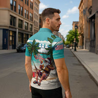 Liberia Christmas Zipper Polo Shirt Santa Chill on Tropical Beach - Wonder Print Shop