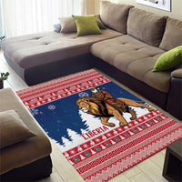 Liberia Christmas Area Rug Black Santa Riding Lion - Merry Christmas - Wonder Print Shop