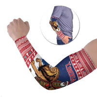 Personalized Liberia Christmas Arm Sleeves Black Santa Riding Lion - Merry Christmas - Wonder Print Shop