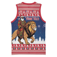 Personalized Liberia Christmas Basketball Jersey Black Santa Riding Lion - Merry Christmas - Wonder Print Shop
