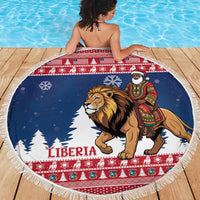 Liberia Christmas Beach Blanket Black Santa Riding Lion - Merry Christmas - Wonder Print Shop