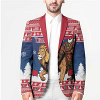 Personalized Liberia Christmas Blazer Black Santa Riding Lion - Merry Christmas - Wonder Print Shop