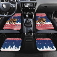 Personalized Liberia Christmas Car Mats Black Santa Riding Lion - Merry Christmas - Wonder Print Shop