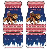 Personalized Liberia Christmas Car Mats Black Santa Riding Lion - Merry Christmas - Wonder Print Shop
