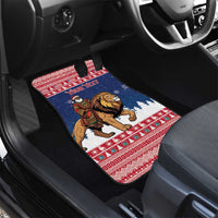 Personalized Liberia Christmas Car Mats Black Santa Riding Lion - Merry Christmas - Wonder Print Shop