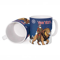 Personalized Liberia Christmas Ceramic Mug Black Santa Riding Lion - Merry Christmas - Wonder Print Shop