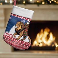 Personalized Liberia Christmas Stocking Black Santa Riding Lion - Merry Christmas - Wonder Print Shop