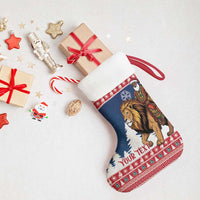 Personalized Liberia Christmas Stocking Black Santa Riding Lion - Merry Christmas - Wonder Print Shop
