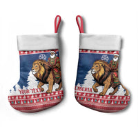 Personalized Liberia Christmas Stocking Black Santa Riding Lion - Merry Christmas - Wonder Print Shop