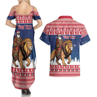 Personalized Liberia Christmas Couples Matching Summer Maxi Dress and Hawaiian Shirt Black Santa Riding Lion - Merry Christmas - Wonder Print Shop