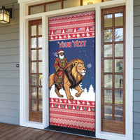 Personalized Liberia Christmas Door Cover Black Santa Riding Lion - Merry Christmas - Wonder Print Shop