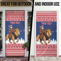 Personalized Liberia Christmas Door Cover Black Santa Riding Lion - Merry Christmas - Wonder Print Shop