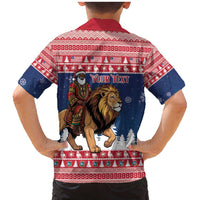 Personalized Liberia Christmas Family Matching Mermaid Dress and Hawaiian Shirt Black Santa Riding Lion - Merry Christmas - Wonder Print Shop