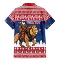 Personalized Liberia Christmas Family Matching Mermaid Dress and Hawaiian Shirt Black Santa Riding Lion - Merry Christmas - Wonder Print Shop