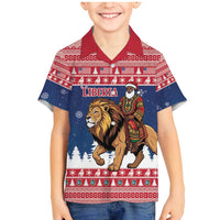 Personalized Liberia Christmas Family Matching Mermaid Dress and Hawaiian Shirt Black Santa Riding Lion - Merry Christmas - Wonder Print Shop