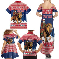 Personalized Liberia Christmas Family Matching Summer Maxi Dress and Hawaiian Shirt Black Santa Riding Lion - Merry Christmas - Wonder Print Shop