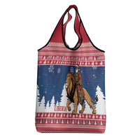 Liberia Christmas Grocery Bag Black Santa Riding Lion - Merry Christmas - Wonder Print Shop