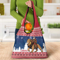 Liberia Christmas Grocery Bag Black Santa Riding Lion - Merry Christmas - Wonder Print Shop