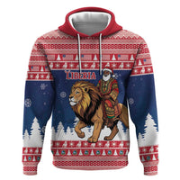 Personalized Liberia Christmas Hoodie Black Santa Riding Lion - Merry Christmas - Wonder Print Shop