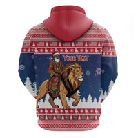 Personalized Liberia Christmas Hoodie Black Santa Riding Lion - Merry Christmas - Wonder Print Shop