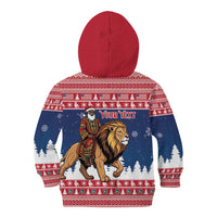 Personalized Liberia Christmas Kid Hoodie Black Santa Riding Lion - Merry Christmas - Wonder Print Shop