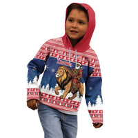 Personalized Liberia Christmas Kid Hoodie Black Santa Riding Lion - Merry Christmas - Wonder Print Shop
