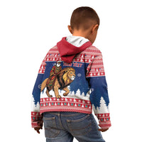 Personalized Liberia Christmas Kid Hoodie Black Santa Riding Lion - Merry Christmas - Wonder Print Shop
