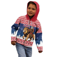 Personalized Liberia Christmas Kid Hoodie Black Santa Riding Lion - Merry Christmas - Wonder Print Shop