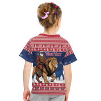 Personalized Liberia Christmas Kid T Shirt Black Santa Riding Lion - Merry Christmas - Wonder Print Shop