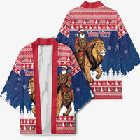 Personalized Liberia Christmas Kimono Black Santa Riding Lion - Merry Christmas - Wonder Print Shop