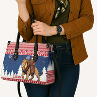 Liberia Christmas Leather Bag Black Santa Riding Lion - Merry Christmas - Wonder Print Shop