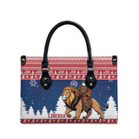 Liberia Christmas Leather Bag Black Santa Riding Lion - Merry Christmas - Wonder Print Shop