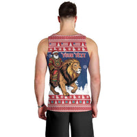 Personalized Liberia Christmas Men Tank Top Black Santa Riding Lion - Merry Christmas - Wonder Print Shop