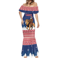 Personalized Liberia Christmas Mermaid Dress Black Santa Riding Lion - Merry Christmas - Wonder Print Shop