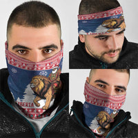 Liberia Christmas Neck Gaiter Black Santa Riding Lion - Merry Christmas - Wonder Print Shop