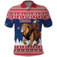 Personalized Liberia Christmas Polo Shirt Black Santa Riding Lion - Merry Christmas - Wonder Print Shop