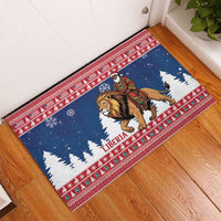 Liberia Christmas Rubber Doormat Black Santa Riding Lion - Merry Christmas - Wonder Print Shop