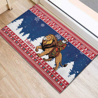 Liberia Christmas Rubber Doormat Black Santa Riding Lion - Merry Christmas - Wonder Print Shop
