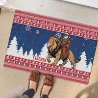 Liberia Christmas Rubber Doormat Black Santa Riding Lion - Merry Christmas - Wonder Print Shop