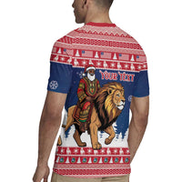Personalized Liberia Christmas Rugby Jersey Black Santa Riding Lion - Merry Christmas - Wonder Print Shop