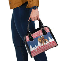 Liberia Christmas Shoulder Handbag Black Santa Riding Lion - Merry Christmas - Wonder Print Shop