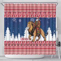 Liberia Christmas Shower Curtain Black Santa Riding Lion - Merry Christmas - Wonder Print Shop