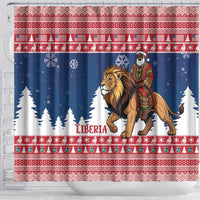 Liberia Christmas Shower Curtain Black Santa Riding Lion - Merry Christmas - Wonder Print Shop