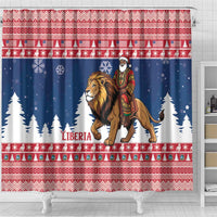 Liberia Christmas Shower Curtain Black Santa Riding Lion - Merry Christmas - Wonder Print Shop