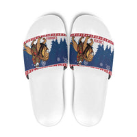Liberia Christmas Slide Sandals Black Santa Riding Lion - Merry Christmas - Wonder Print Shop