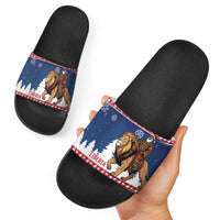 Liberia Christmas Slide Sandals Black Santa Riding Lion - Merry Christmas - Wonder Print Shop