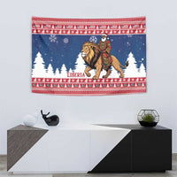 Liberia Christmas Tapestry Black Santa Riding Lion - Merry Christmas - Wonder Print Shop