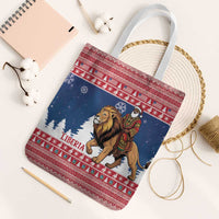 Liberia Christmas Tote Bag Black Santa Riding Lion - Merry Christmas - Wonder Print Shop