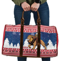 Liberia Christmas Travel Bag Black Santa Riding Lion - Merry Christmas - Wonder Print Shop